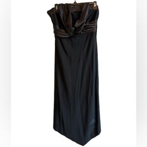 Alyn Paige Black Halter Neck Dress Size M Satin Trim 42" Long Cocktail Formal‎